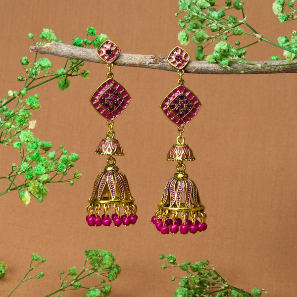 Rhombus Traditional Indian Jhumka Earrings