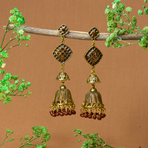 Rhombus Traditional Indian Jhumka Earrings