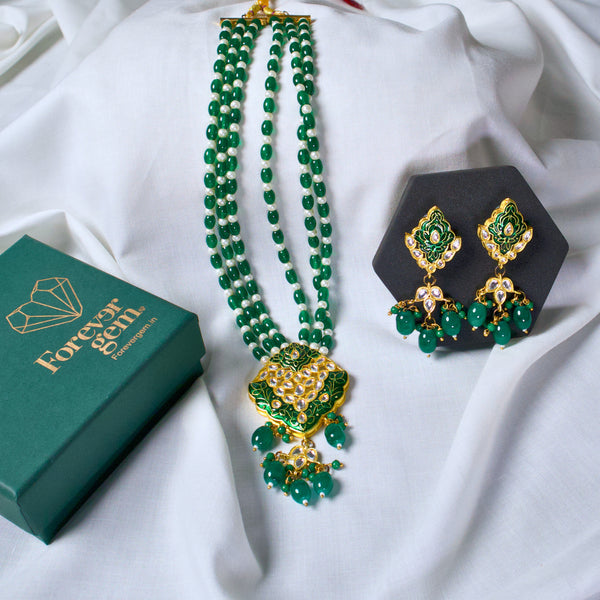 Beads And Meenakari Kundan Long Necklace
