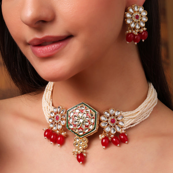 Pearl And Meenakari Kundan Choker