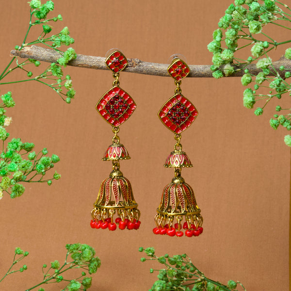 Rhombus Traditional Indian Jhumka Earrings