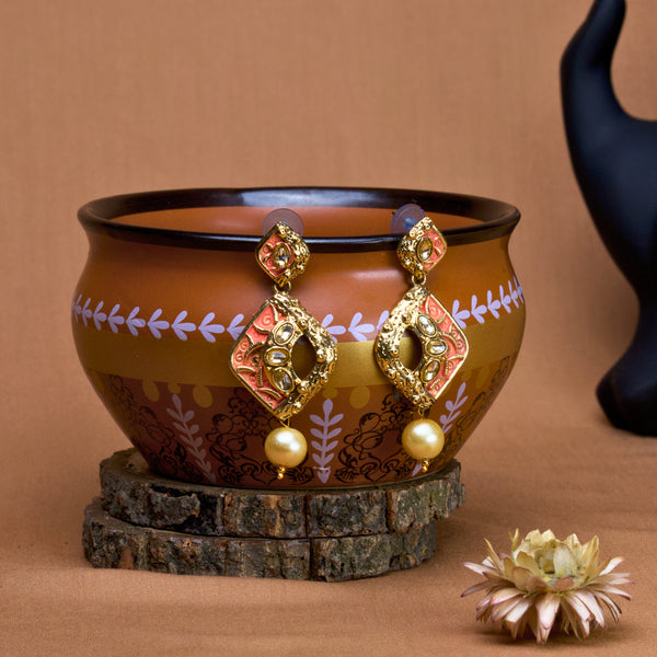 Rhombus Pearl Earrings