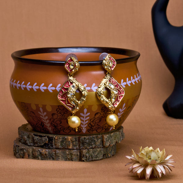 Rhombus Pearl Earrings