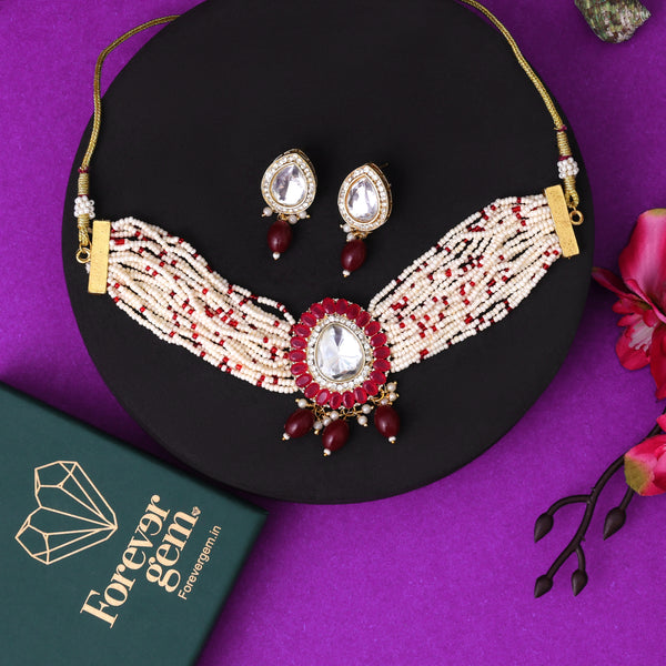 Pearl And Beads Kundan Choker