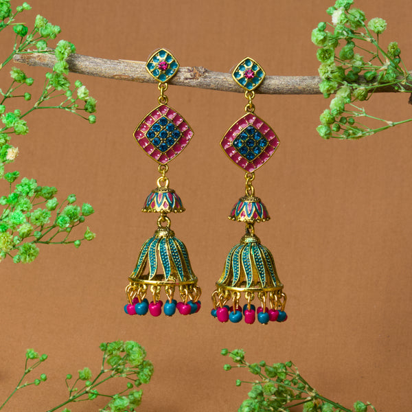 Rhombus Traditional Indian Jhumka Earrings