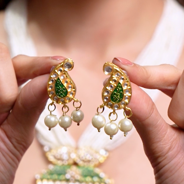 Meenakari And Pearl Kundan Long Necklace