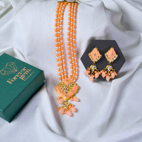 Beads And Meenakari Kundan Long Necklace