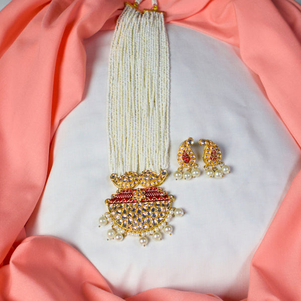 Meenakari And Pearl Kundan Long Necklace