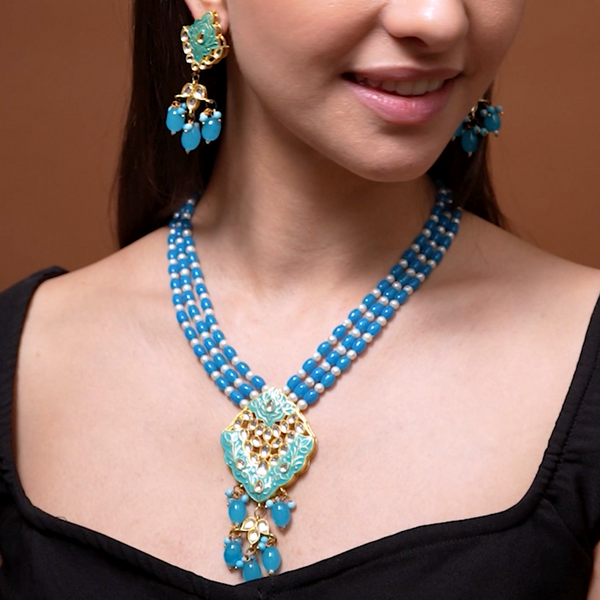 Beads And Meenakari Kundan Long Necklace